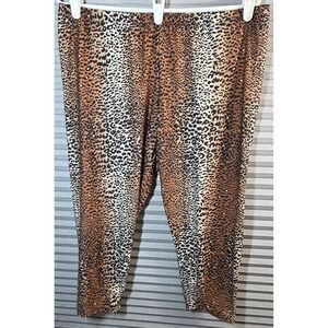 Just One Leopard Capris Cropped Leggings PLus Size 2X XX Brown Big‎ Cat Kitty